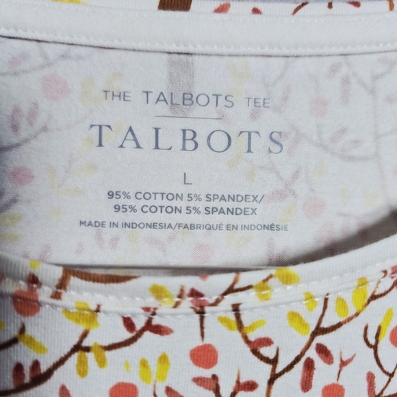 Talbots Women's Size Large Tee T-Shirt Top Earthy Tree Print Long Sleeve Stretch - Picture 6 of 7